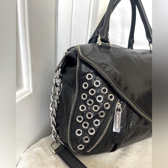 Michael Kors Black Leather Satchel EUC - Picture 4 of 14